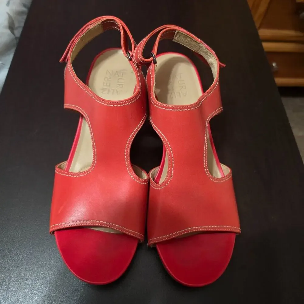 Naturalizer Cinda‎ Wedge Sandal Cork in Orange Papaya Taylor Swift Size 9.5